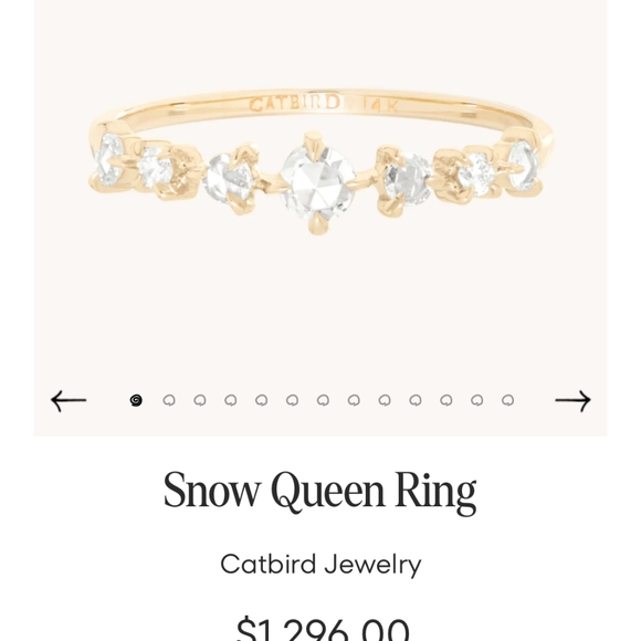 Catbird 14k gold Snow Queen Ring sz 8 1/2 real diamonds - Picture 4 of 16